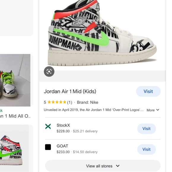 Nike Jordan 1 All Over Logo mid 7Y=8.5/9 - Picture 13 of 15